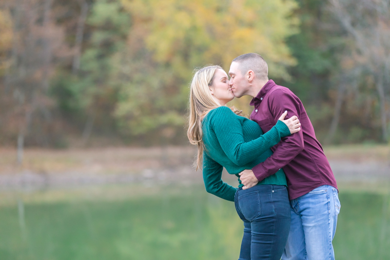 This fall Carroll Commons engagement session featured dogs in engagement photos. This session also included fishing at The Lodge at Gettysburg. For more Gettysburg engagement photos visit Pennsylvania engagement photographer Jamie Fisher Collective  at www.jamiefishercollective.com