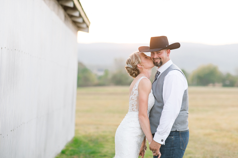 Jessica + Mark were married in a beautiful Frederick, MD wedding. This blush farmhouse wedding took place at their family farm. See more rustic farm weddings from Maryland wedding photographer Jamie Fisher from Jamie Fisher Collective. www.jamiefishercollective.com